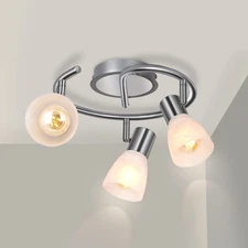 3-Light Ceiling Light Fixture, Modern Sliver Adjustable LED Track Lighting Ro...