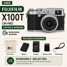 Fujifilm X100T Digital Camera, Silver (16.3MP) with Battery & Charger SD English