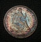 Rainbow Toned 1860 O New Orleans Seated Liberty Half Dime Silver no reserve