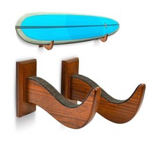 Surfboard Wall Mount – Wooden Surfboard Rack for Wall Storage – Solid Wood Ho...