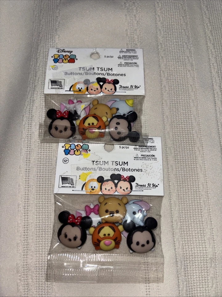 Disney Tusk Tsum shank buttons by  Dress It Up 2 Packages Pooh Tigger Mickey - Image 2 of 4
