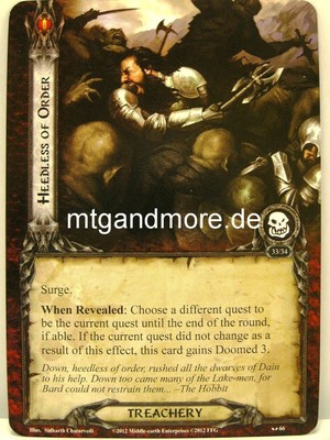 Lord of the Rings LCG  - 1x Heedless of Order  #066 - On the Doorstep