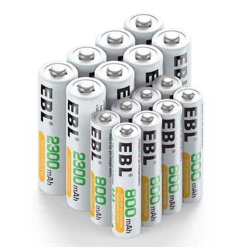 EBL Double A, Triple A NiMH Rechargeable Batteries Ni-MH 1.2V + Case Box Lot - Picture 20 of 23