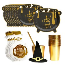 HALLOWEEN PARTY PLATES CUPS NAPKINS GOTHIC DECOR PARTYWARE CAULDRON WITCH 40PC