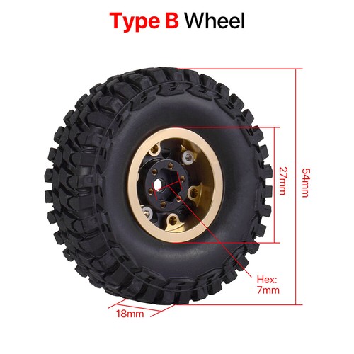 4Pc 9imod Metal Beadlock Hub Wheel Tires Wheel Rim Set for 1/18 TRX4M 1/24 SCX24 - Picture 3 of 17