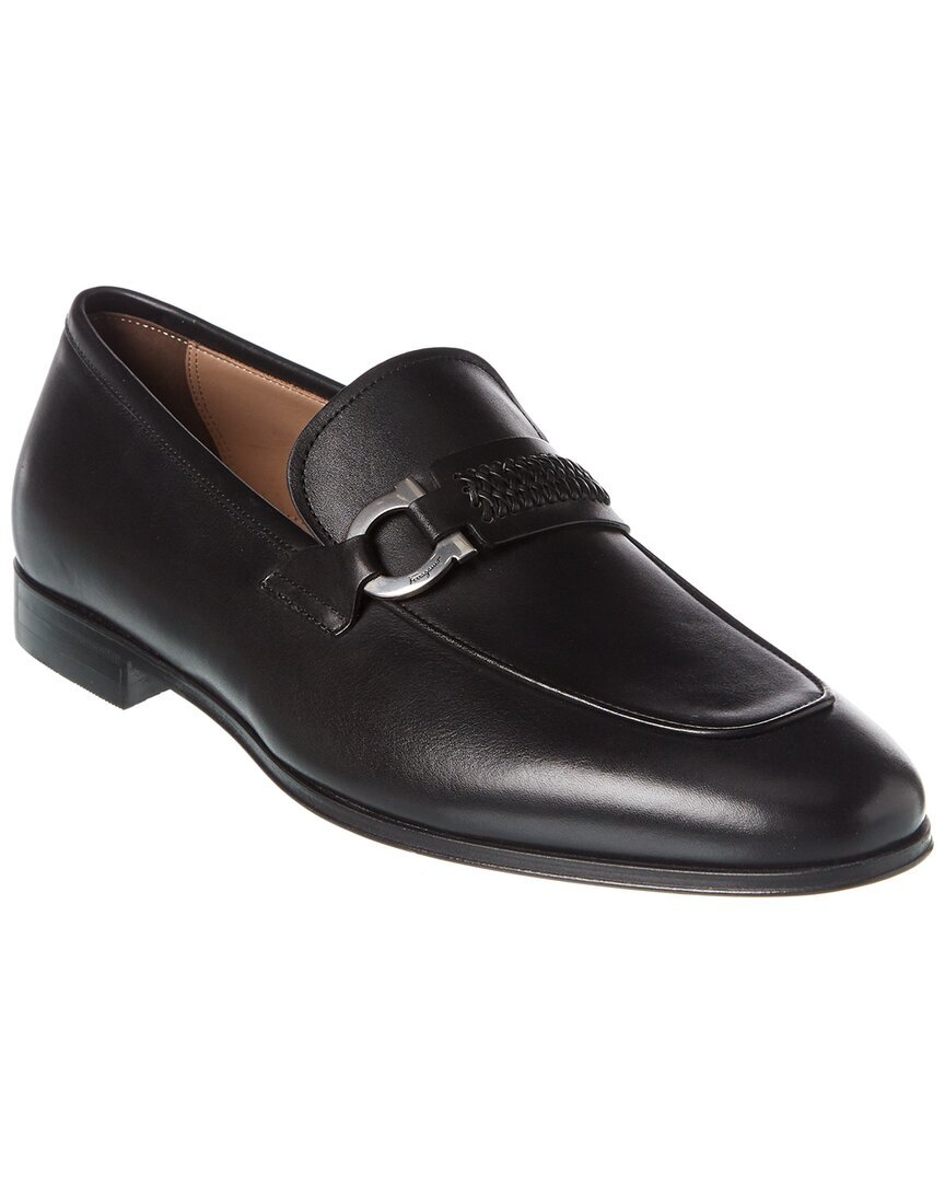 Мужские кожаные мокасины Ferragamo Sidney Gancini Черный 8D