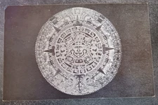 vtg postcard 1959 Aztec Calendar Stone Hayden Planetarium NYC posted