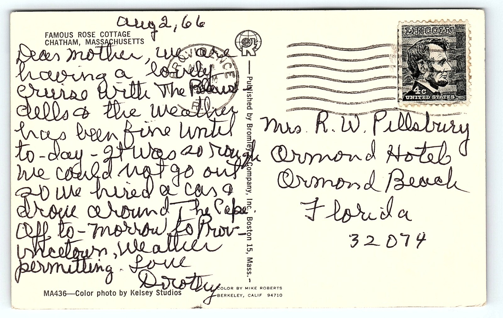 1960s CHATHAM CAPE COD MASSACHUSETTS FAMOUS ROSE COTTAGE KELSEY