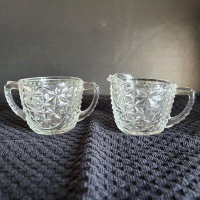 Vintage Cut Crystal Creamer and Sugar Bowl Set
