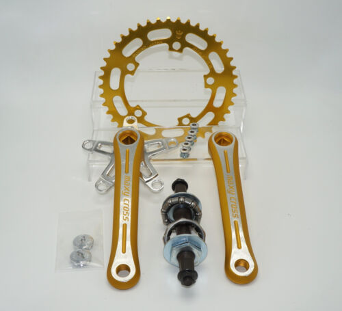 Sugino Maxy Cross 170 komplette Kurbelgarnitur Oldschool BMX gold eloxiert - Neu!