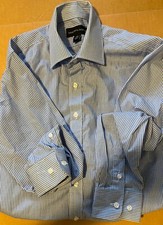 Boys SAKS FIFTH AVENUE Long Sleeve Dress Shirt BLUE WHITE CHECK Size 14 Medium M