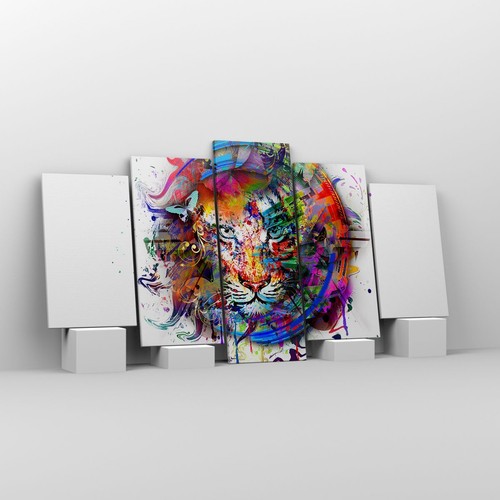 Quadro su Tela 160x85cm Astrazione Tigre schizzo giungla Stampe Immagini Murale - Foto 6 di 10