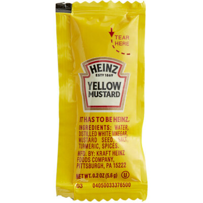  Heinz 5.6 Gram Yellow Mustard Packets - 200/Case
