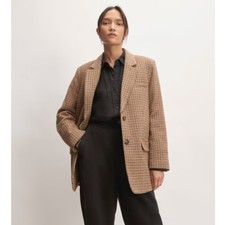 Everlane The Italian Wool Oversized Blazer Camel Houndstooth Size 16