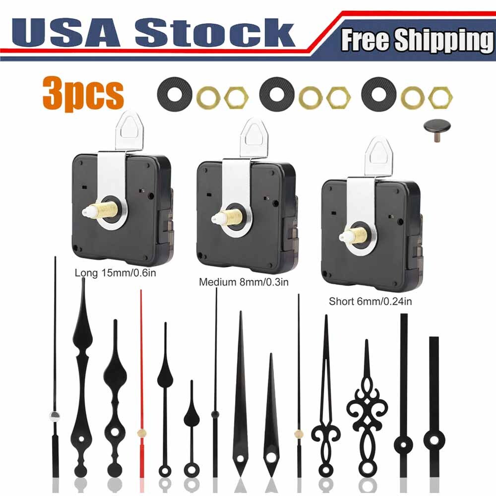 3Pcs Wall Clock Quartz Movement DIY Hands Mechanism Replace Repair Combo Silent