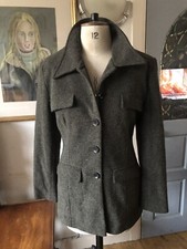 SIZE 12 VINTAGE 1990S JACKET KHAKI GREEN BROWN VESTRY FULLY LINED MADE UK