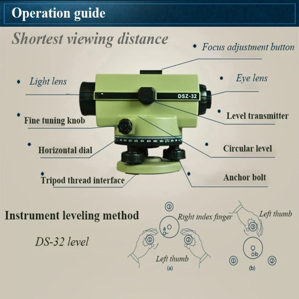 DS32 Optical Level Self-leveling Tool Optical Auto Level Leveling Instrument - Image 2 of 4