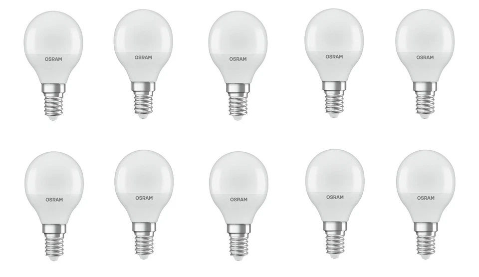 10x Osram LED STAR Classic Kugel E14 4,9W = 40W kaltweiß EEK:F (Spektrum A-G)