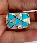 HSN Colleen Lopez  Sterling Silver Mother Of Pearl & Turquoise Inlay Ring Size 6 — photo 8