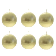 Mega Candles - Unscented 3" Hand Poured Round Premium Ball Candle Gold 6PCS