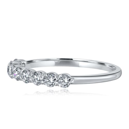 Bracelet de mariage diamant cultivé en laboratoire 0,50 carat or blanc 14 carats (9 pierres) - Photo 11 sur 12