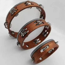 4/6/7/8/9/10in Tambourine Drum with Metal Ringtone Wooden Hand Held Drum New