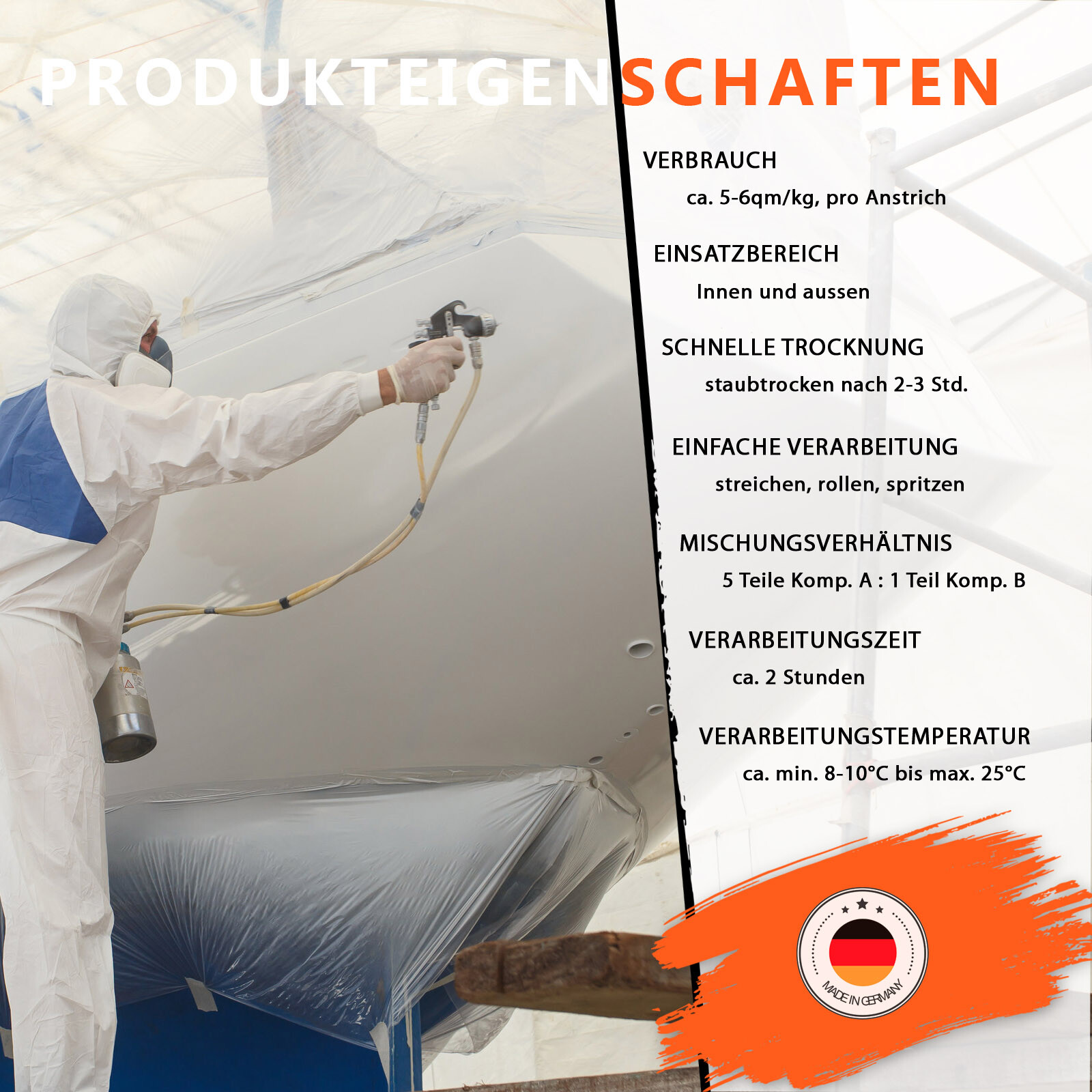 Hamburger Lack-Profi 2K Bootslack Glänzend Rehbraun RAL 8007 - Für GFK & Yachten