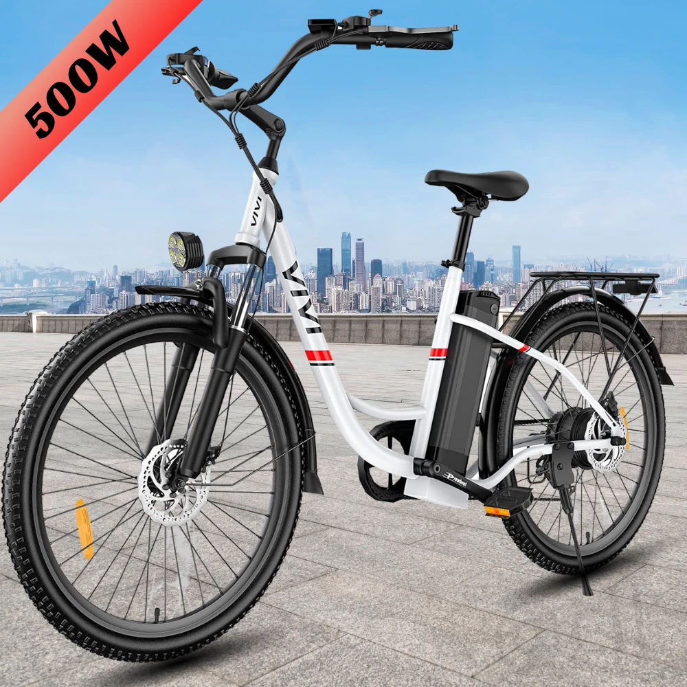 500W Electric Bikes 7 Speed Cruiser e Bikes 26 Adults Mountain