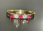 YELLOW GOLD DIAMOND & PINK TOPAZ RING BAND SIZE 7.5