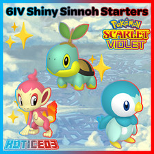 TURTWIG + CHIMCHAR + PIPLUP 6IV ⚡ Pokemon SCARLET VIOLET Sinnoh Starters Bundle