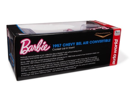 Auto World Barbie '57 Chevy Bel Air Convertible (BLUE) 1:18 Scale Diecast Car - Picture 2 of 5