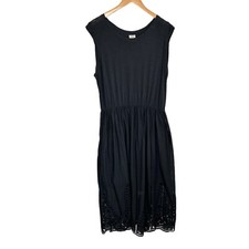 Matilda Jane Good Hart Womens Sundial Woven Eyelet Midi Dress Size Large Black
