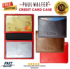Real Genuine Leather Bifold Credit Card Holder for Men Multi Card Slots