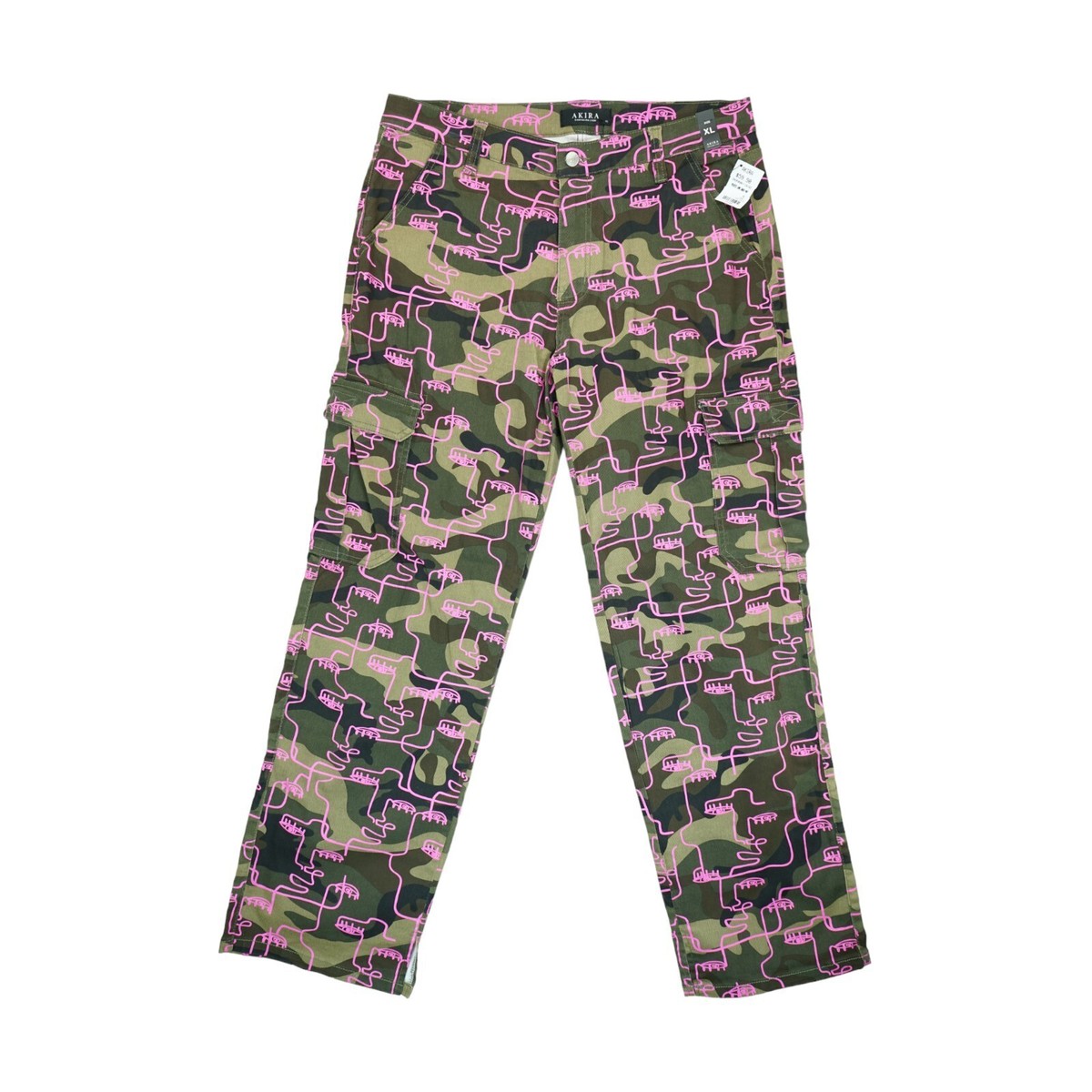 NWT Akira Women's Casual Cargo Pants Camouflage Wide Leg