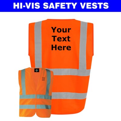 Kids Hi Vis Vest Personalised Custom Printed High Viz Safety Waistcoat  Orange UK