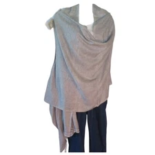 Cashmere|Shaw/Throw|HandLoomed|Nepal|"Natural"|2 Color Mix| Gray & Lt Gray