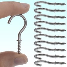 Galvanised Screw Hook x 10 Small 25mm Heavy Duty Shouldered Outdoor Wall Ceiling