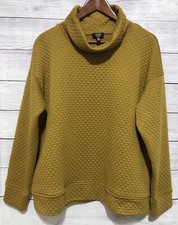 Jones New York Signature Quilted Cowl Neck XL Gold Pullover Sweatshirt EUC