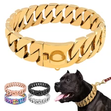 Luxury Dog Collar Heavy Duty Choker Chain Necklace Adjustable Pitbull Bulldog