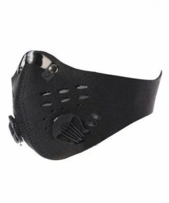 Sport-Gesichtsmaske - schwarz mit Aktivkohlefilter + 20 Filter UK VERKÄUFER