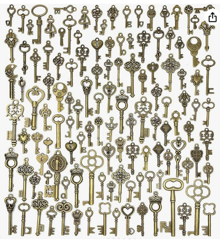500 Stück & 125 Stück Vintage Skelett Schlüssel gemischt Antik Stil