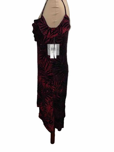 Vintage Rampage CDC Petites Ruched Bust Red & Black Dress Sparkle Size 10 - Picture 5 of 13