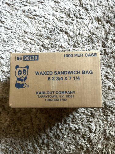 1000PC Wet Waxed Paper Sandwich Bags 6 x 3/4 x 7 1/4 Inch New Deli Bakery Cookie