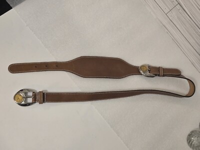 Neiman Marcus Leather Belt Womens Size 85cm 34in Clocks Watch Design Brown