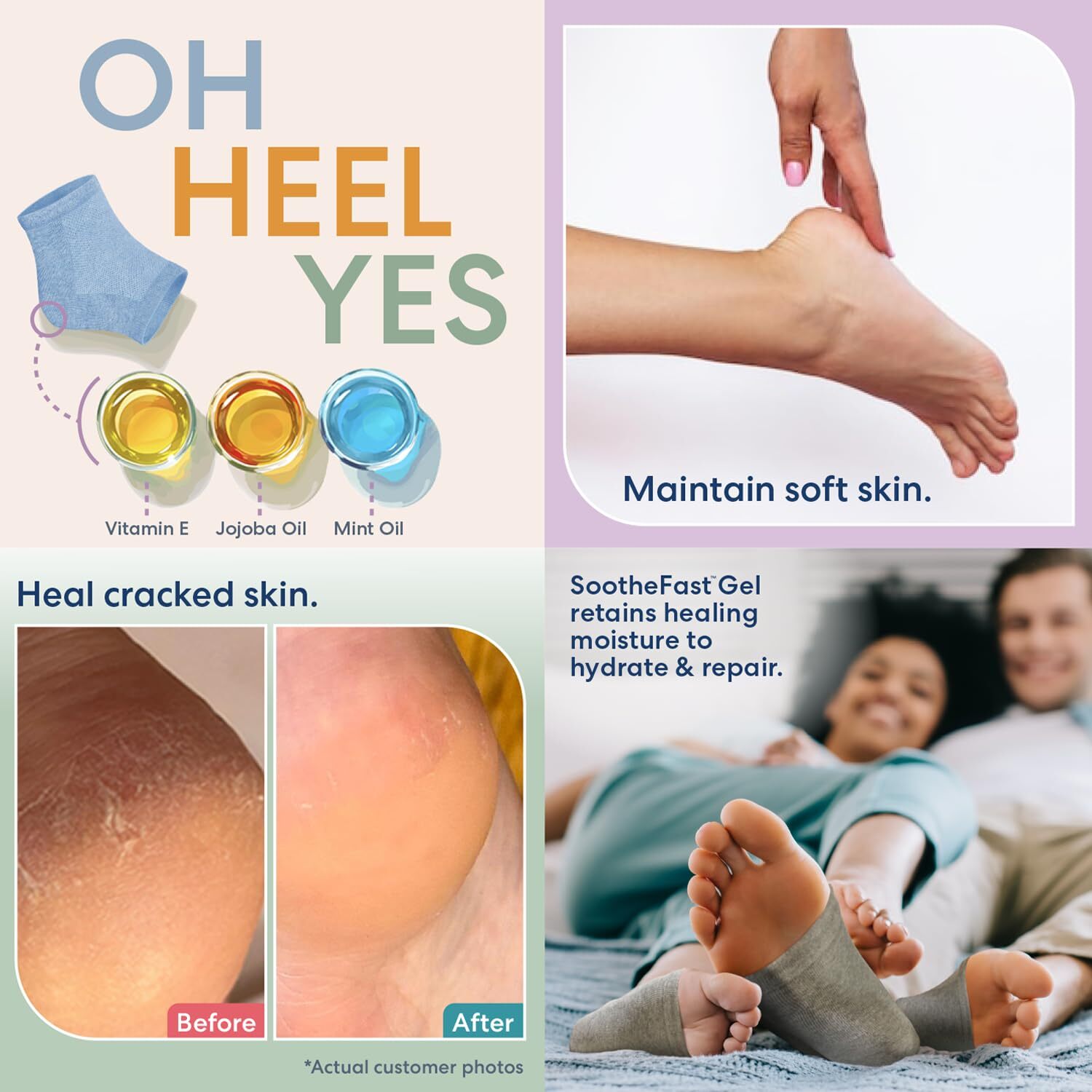 Moisturizing Heel Socks for Cracked Heel Treatment - 2 Pairs - Socks for Dry ...