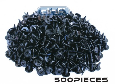 (500 PACK) PHILLIPS WAFER HEAD SCREWS TWINFAST THREAD BLACK PHOSPHATE #8 X 1/2''