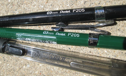 Lot of 3 Pentel Mechanical Pencils 2-P205 Japan and 1-Techniclick II EUC