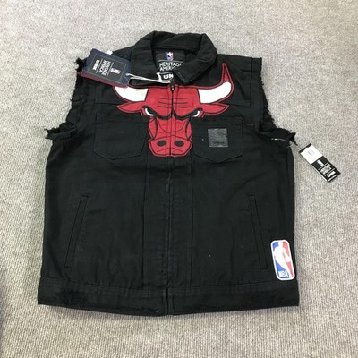 Chicago Bulls Jacket Womens Large Black NBA Basketball Heritage America UNK Vest