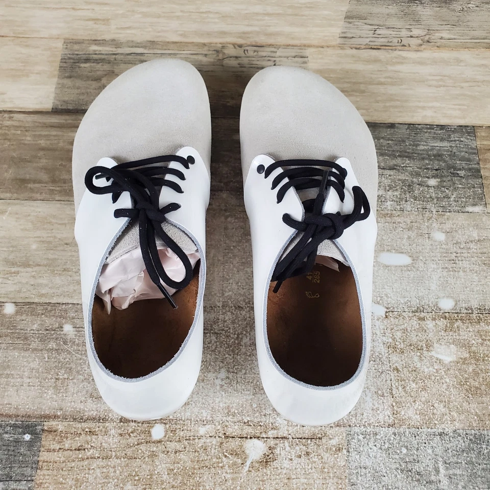 Zapatos Birkenstock Maine para hombre talla 10 charol blanco gamuza punta redonda con cordones Foto 4 de 4