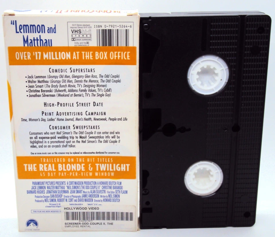 THE ODD COUPLE I & II VHS Jack Lemmon Walter Matthau Sequel Promo Screener - Image 3 of 4